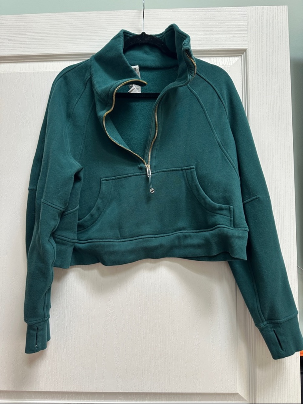 lululemon athletica Cropped Quarter-Zip Pullover in Deep Teal